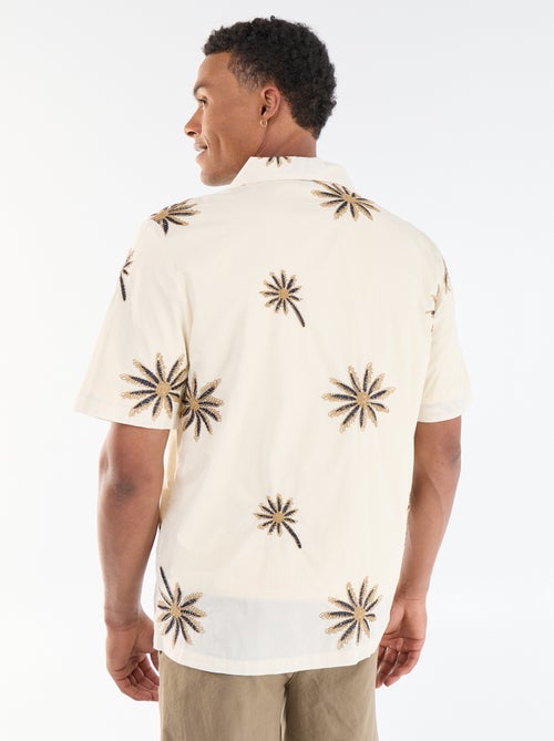 Blouse met korte mouwen en geborduurd motief - Kiabi