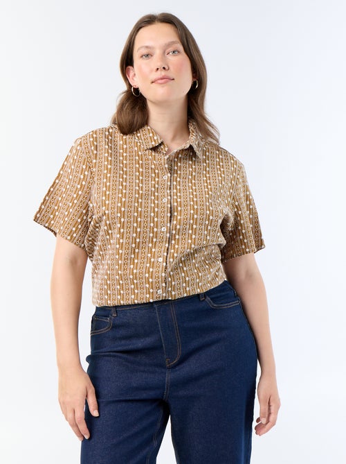 Blouse met korte mouwen en geborduurde print - Kiabi