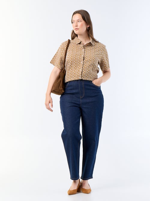 Blouse met korte mouwen en geborduurde print - Kiabi