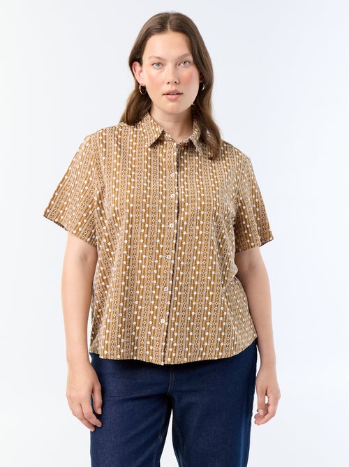 Blouse met korte mouwen en geborduurde print - Kiabi