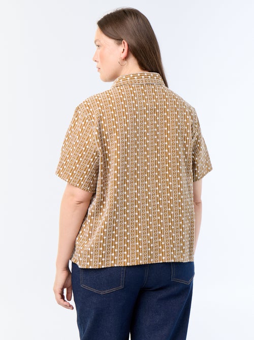 Blouse met korte mouwen en geborduurde print - Kiabi