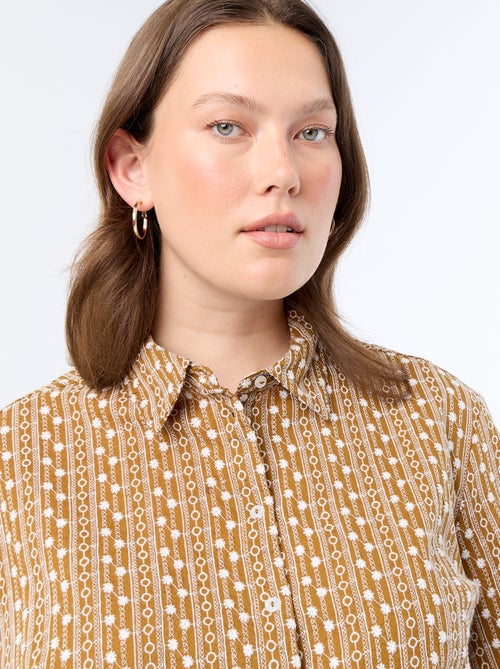 Blouse met korte mouwen en geborduurde print - Kiabi