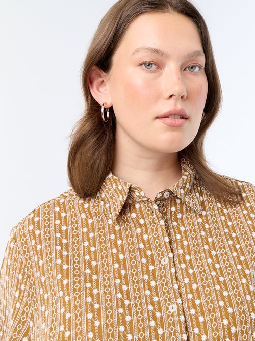 Blouse met korte mouwen en geborduurde print - Kiabi