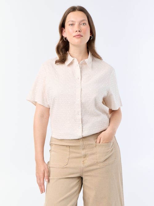 Blouse met korte mouwen en geborduurde print - Kiabi