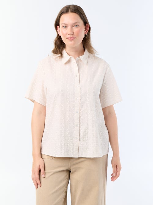 Blouse met korte mouwen en geborduurde print - Kiabi