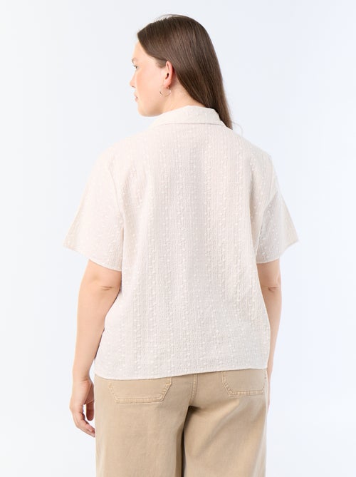 Blouse met korte mouwen en geborduurde print - Kiabi