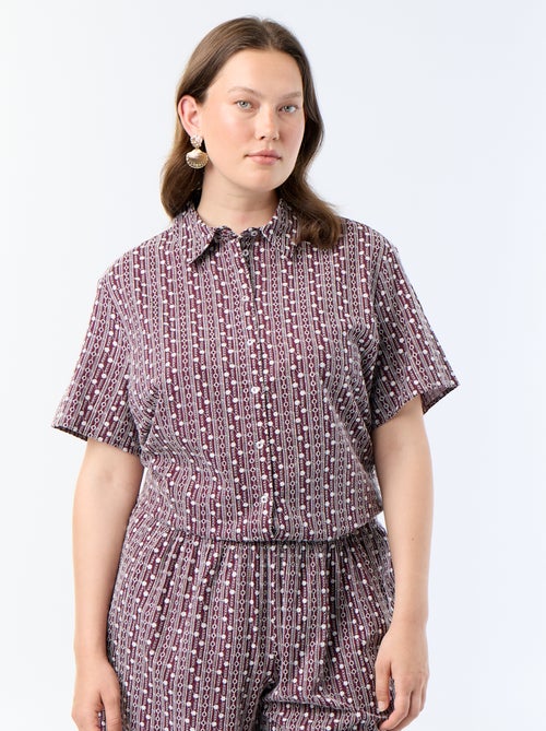 Blouse met korte mouwen en geborduurde print - Kiabi