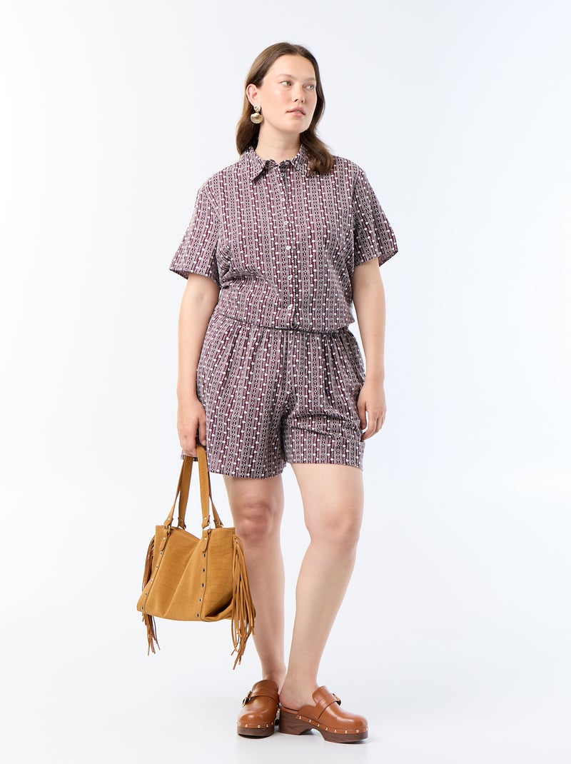 Blouse met korte mouwen en geborduurde print Rose - Kiabi