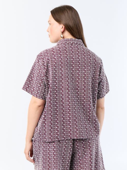 Blouse met korte mouwen en geborduurde print - Kiabi