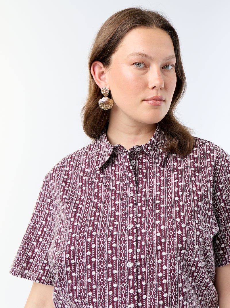 Blouse met korte mouwen en geborduurde print Rose - Kiabi