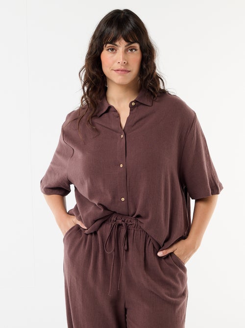 Blouse met korte mouwen en knoopsluiting - Kiabi