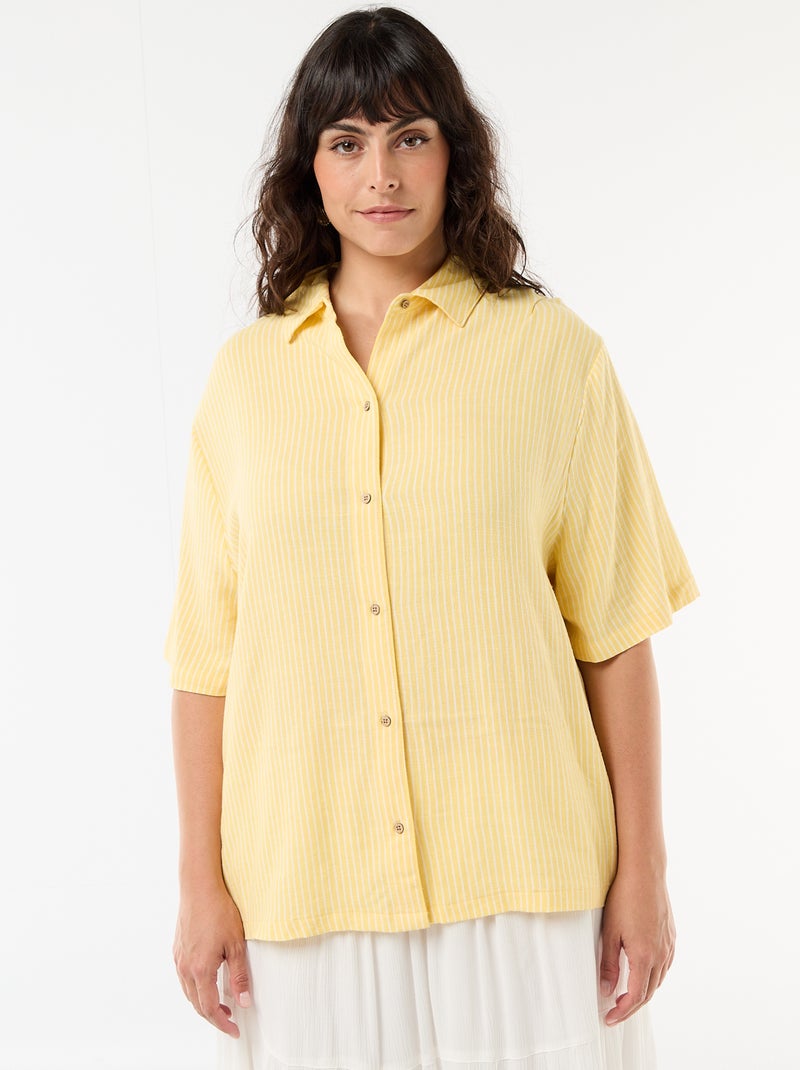 Blouse met korte mouwen en knoopsluiting Geel - Kiabi