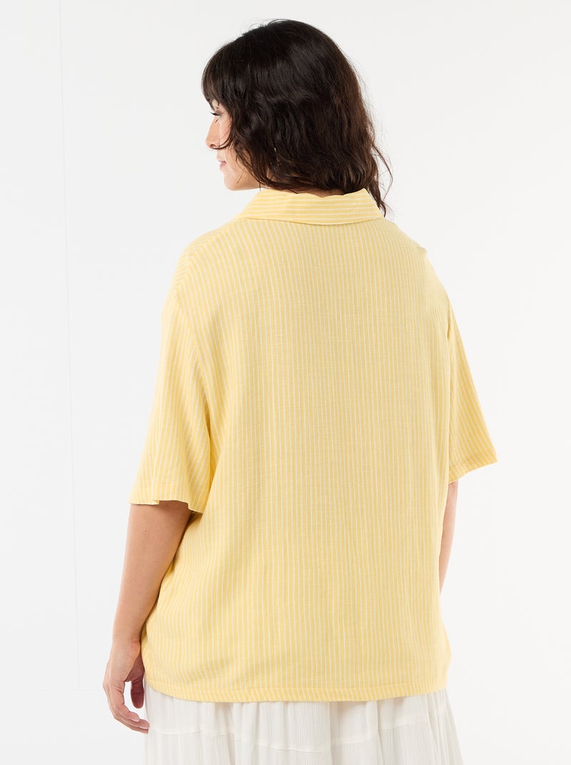 Blouse met korte mouwen en knoopsluiting Geel - Kiabi