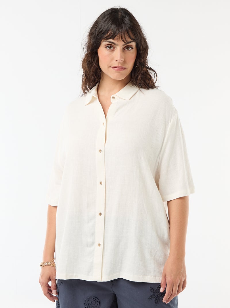 Blouse met korte mouwen en knoopsluiting Wit - Kiabi