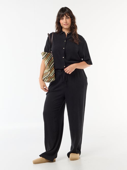 Blouse met korte mouwen en knoopsluiting - Kiabi