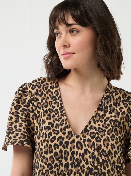 Blouse met korte mouwen en V-hals - Kiabi