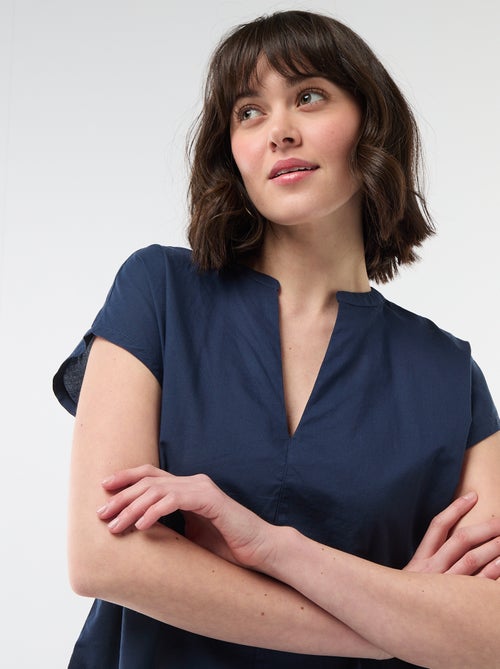 Blouse met korte mouwen en V-hals - Kiabi