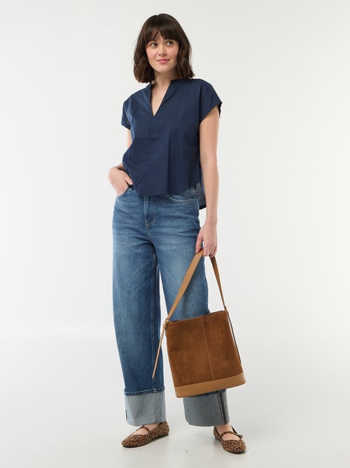 Blouse met korte mouwen en V-hals - Kiabi