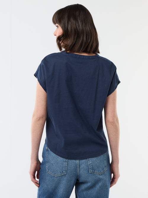 Blouse met korte mouwen en V-hals - Kiabi