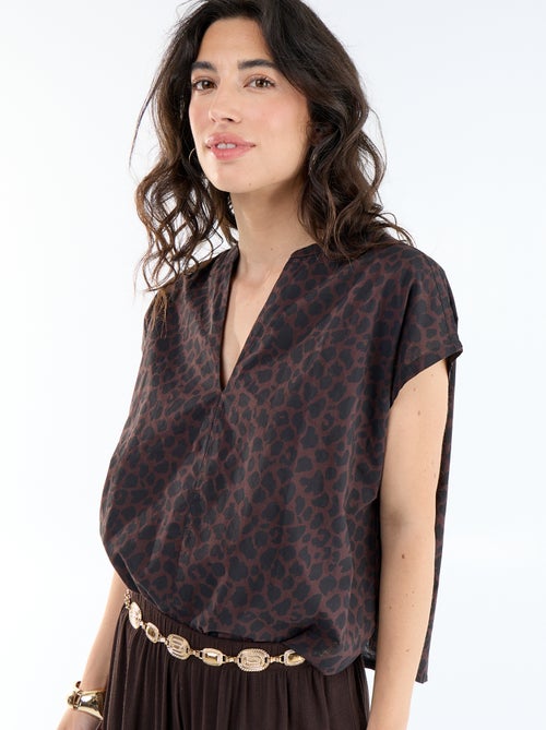 Blouse met korte mouwen en V-hals - Kiabi