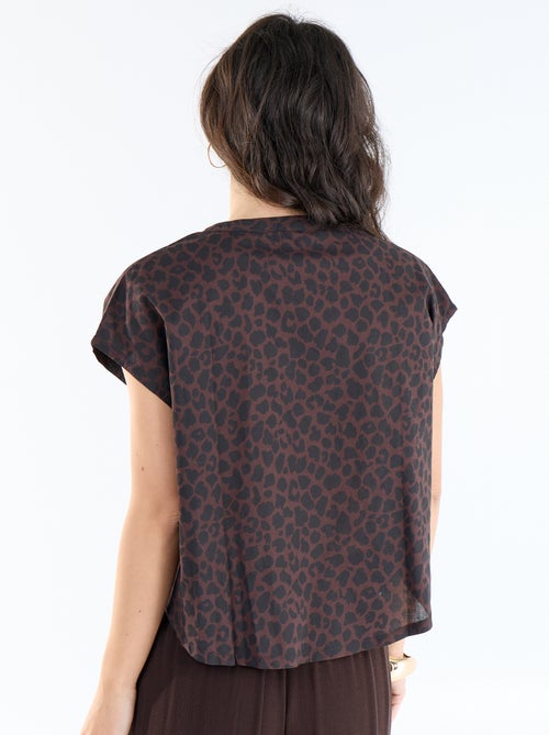 Blouse met korte mouwen en V-hals - Kiabi