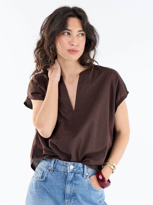 Blouse met korte mouwen en V-hals - Kiabi