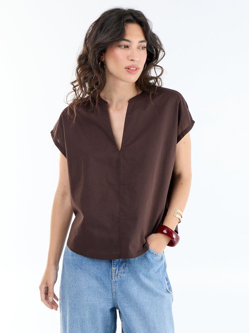 Blouse met korte mouwen en V-hals - Kiabi