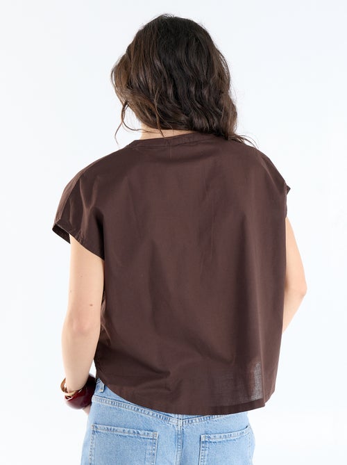 Blouse met korte mouwen en V-hals - Kiabi