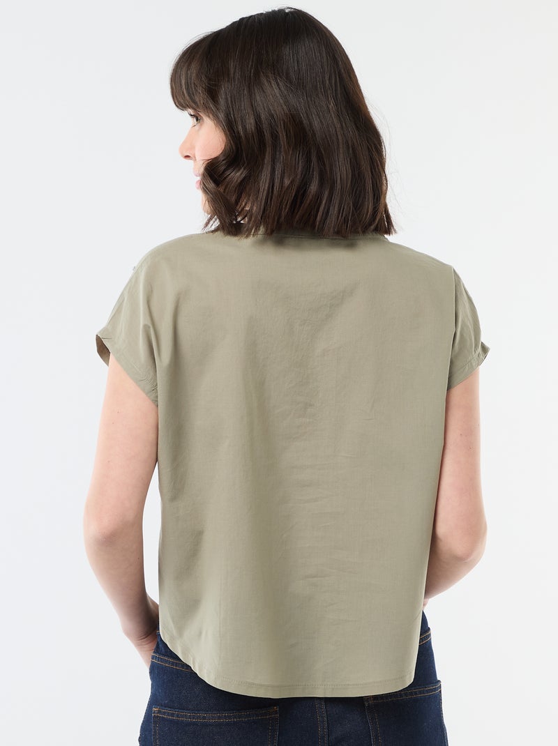 Blouse met korte mouwen en V-hals Groen - Kiabi