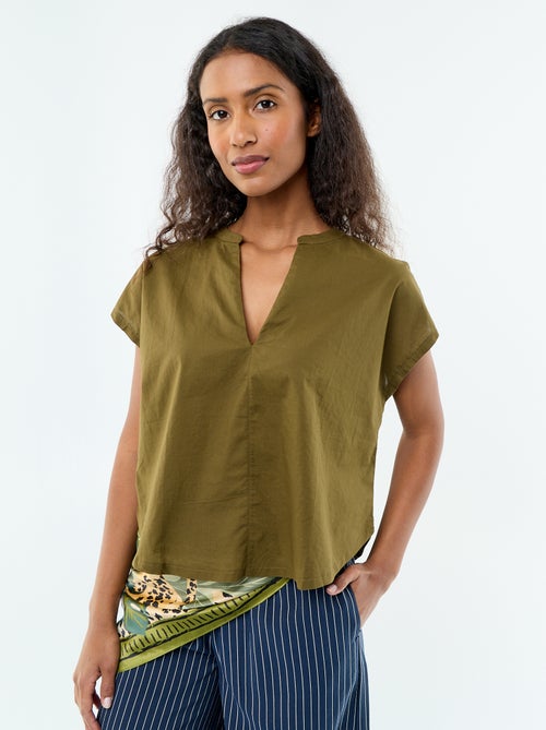 Blouse met korte mouwen en V-hals - Kiabi