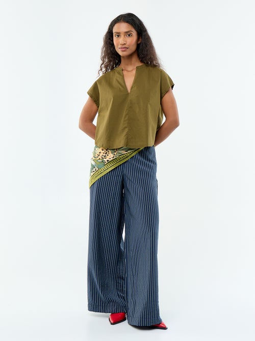 Blouse met korte mouwen en V-hals - Kiabi