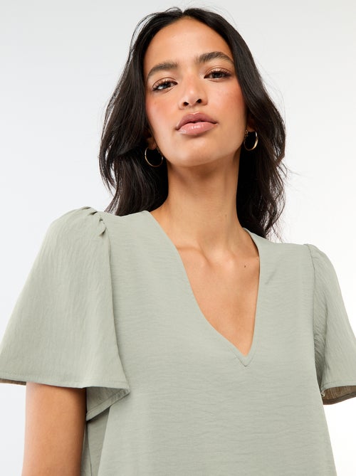 Blouse met korte mouwen en V-hals - Kiabi