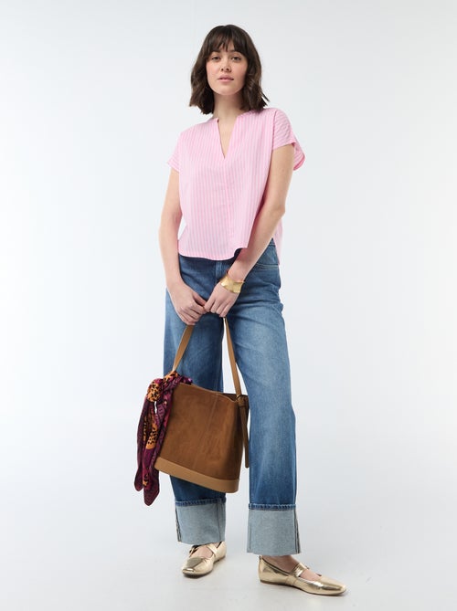 Blouse met korte mouwen en V-hals - Kiabi