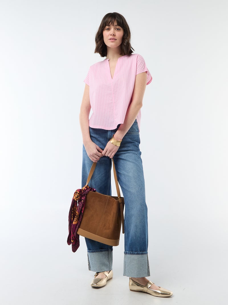 Blouse met korte mouwen en V-hals Rose - Kiabi