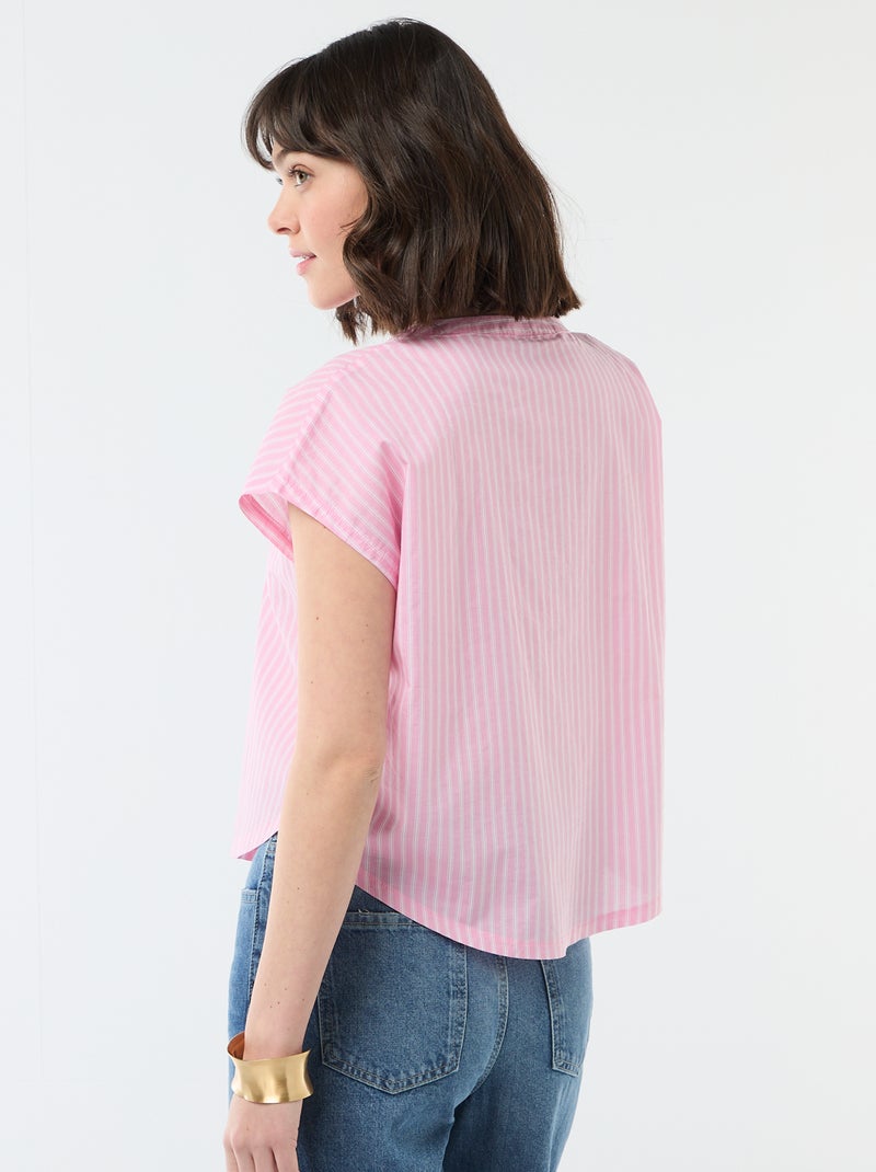 Blouse met korte mouwen en V-hals Rose - Kiabi