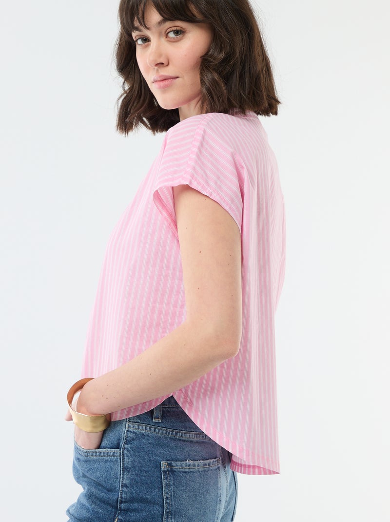 Blouse met korte mouwen en V-hals Rose - Kiabi