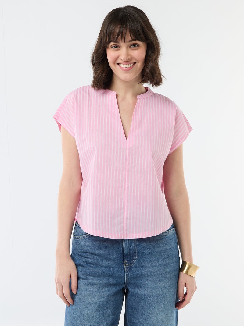 Blouse met korte mouwen en V-hals Rose - Kiabi
