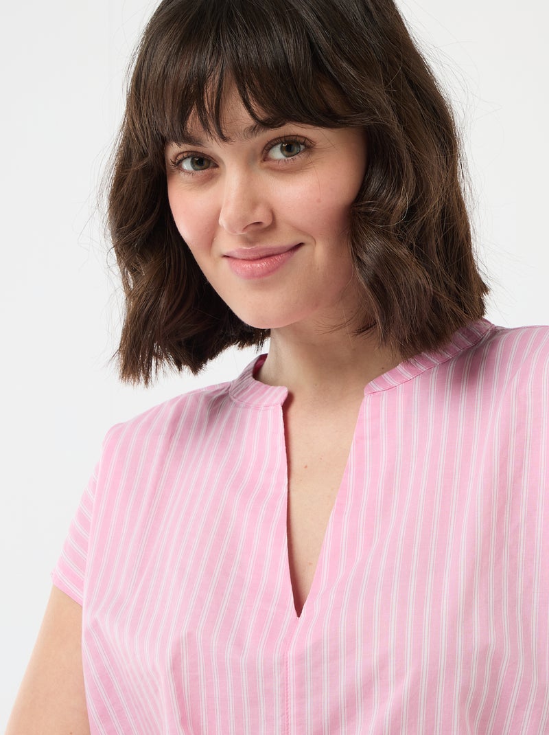 Blouse met korte mouwen en V-hals Rose - Kiabi