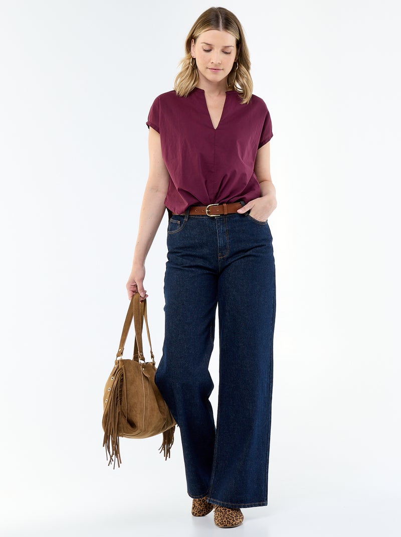 Blouse met korte mouwen en V-hals Rose - Kiabi