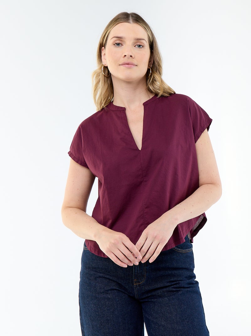 Blouse met korte mouwen en V-hals Rose - Kiabi