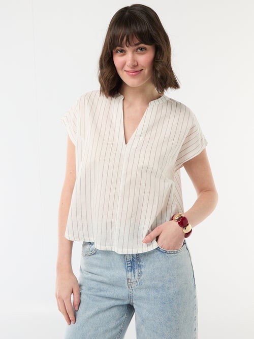 Blouse met korte mouwen en V-hals - Kiabi