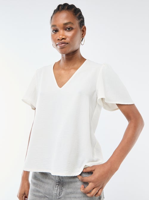 Blouse met korte mouwen en V-hals - Kiabi