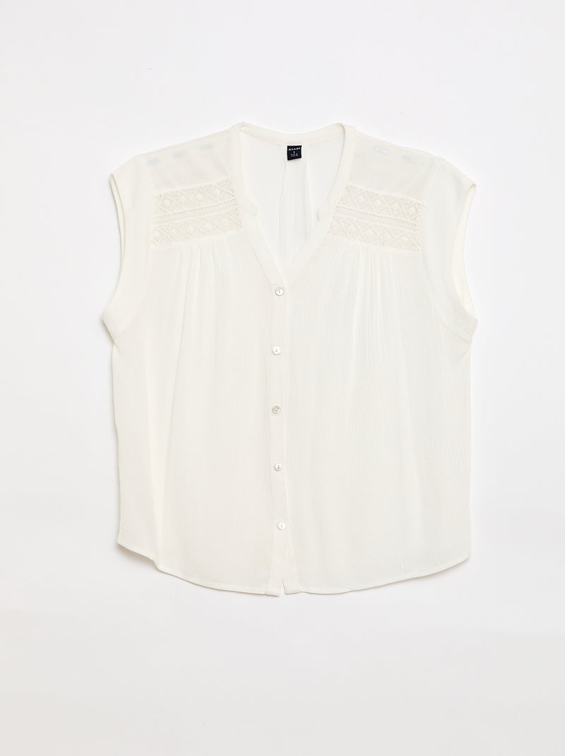 Blouse met korte mouwen Gemakkelijk aan te trekken Wit - Kiabi