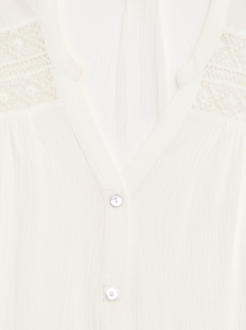 Blouse met korte mouwen Gemakkelijk aan te trekken Wit - Kiabi