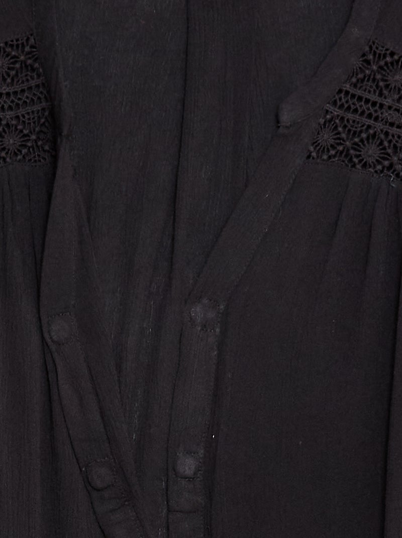 Blouse met korte mouwen Gemakkelijk aan te trekken Zwart - Kiabi