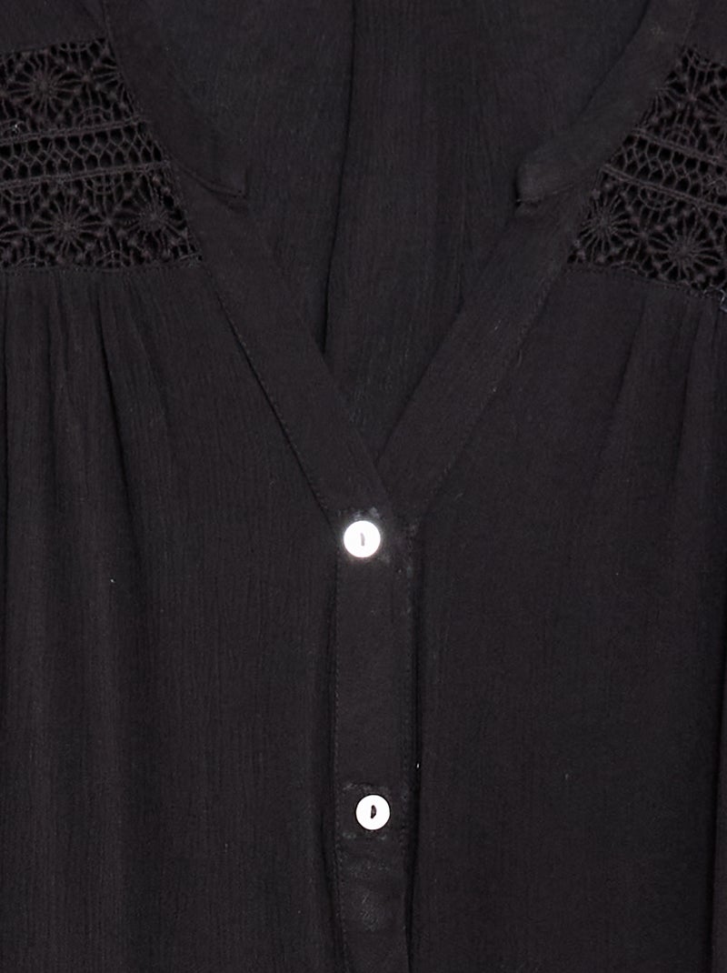 Blouse met korte mouwen Gemakkelijk aan te trekken Zwart - Kiabi