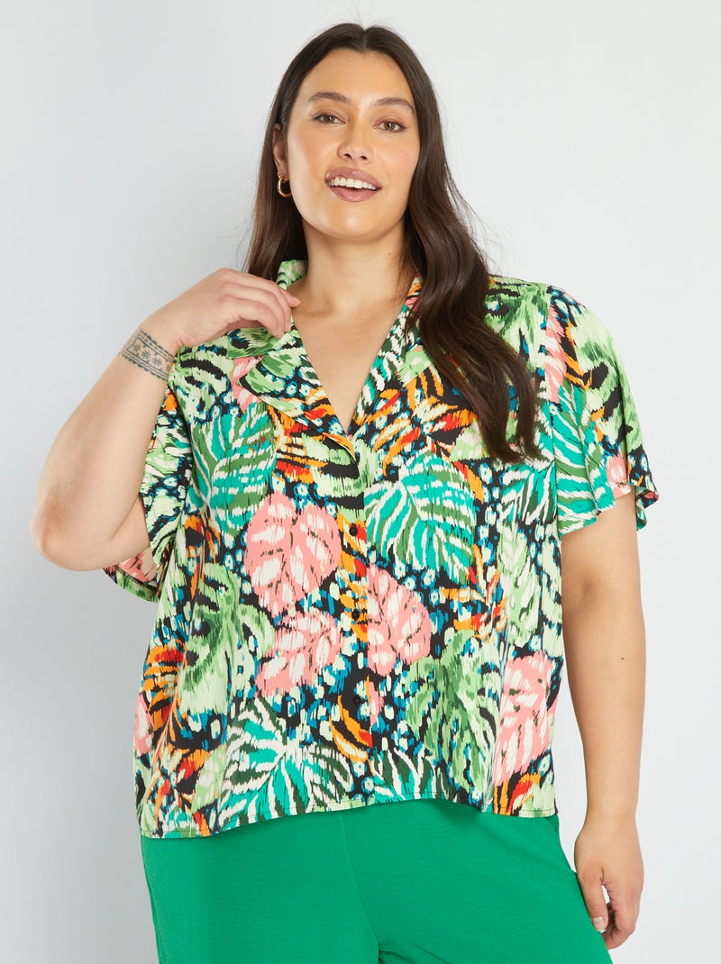 Blouse met korte mouwen GROEN - Kiabi