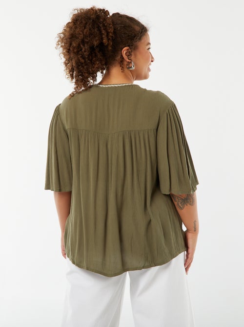 Blouse met korte mouwen met borduursel - Kiabi