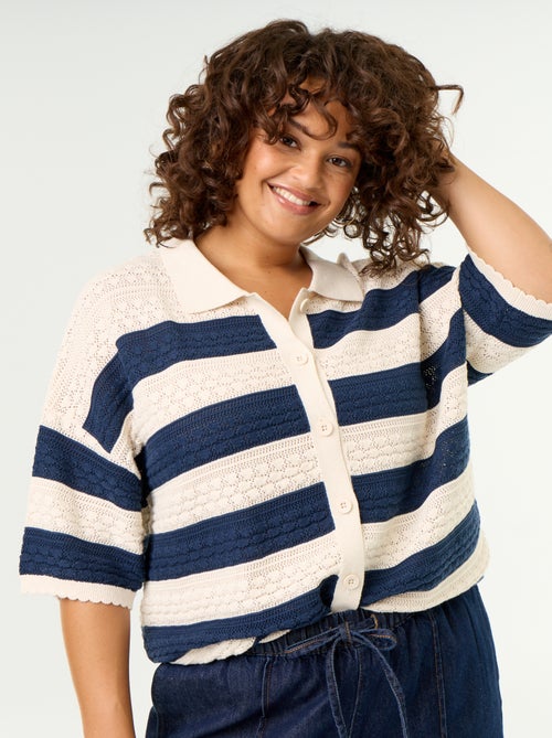 Blouse met korte mouwen van gehaakte stof - Kiabi Blouse met korte mouwen van gehaakte stof - Kiabi
