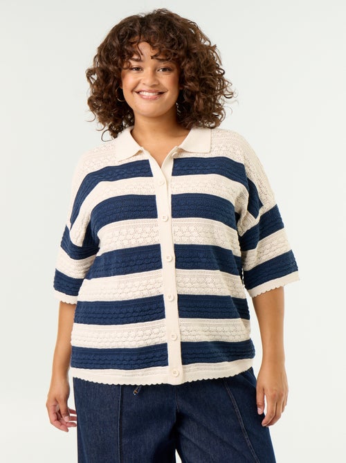 Blouse met korte mouwen van gehaakte stof - Kiabi Blouse met korte mouwen van gehaakte stof - Kiabi